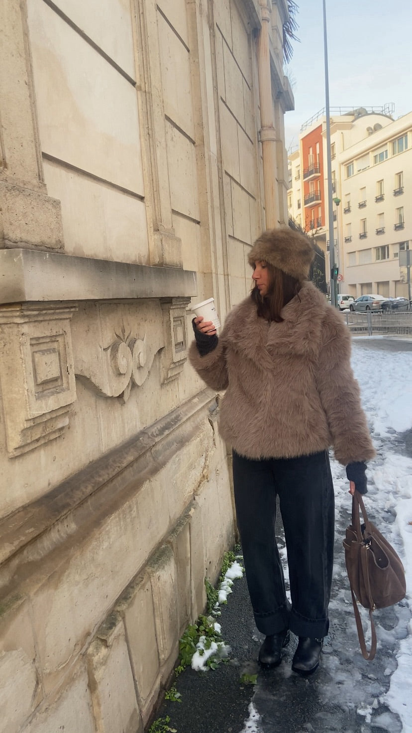 Veste Hanaé faux fur taupe