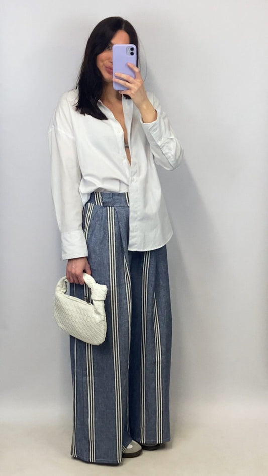 Pantalon rayé Auguste bleu