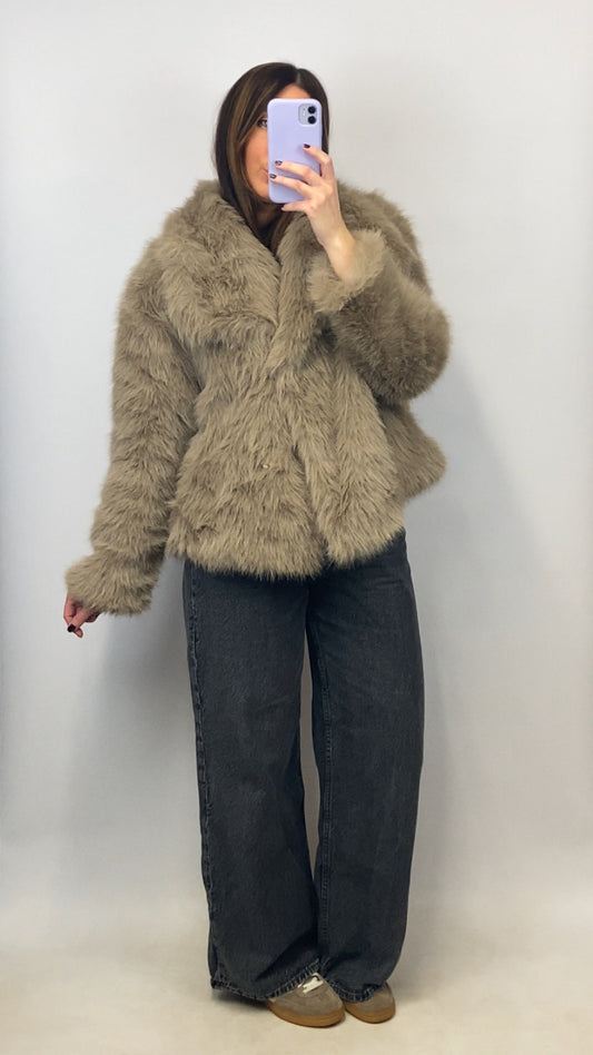 Veste Hanaé faux fur taupe