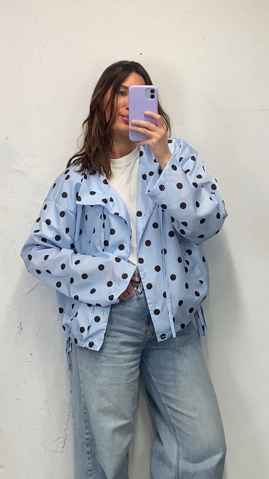 Veste légère /Coupe-vent à pois bleu ciel