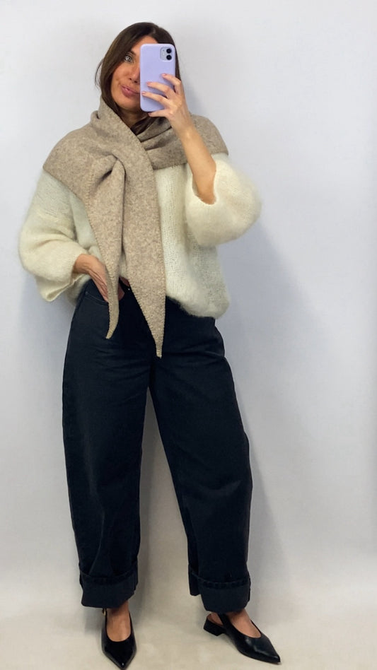 Écharpe triangle Sybille taupe