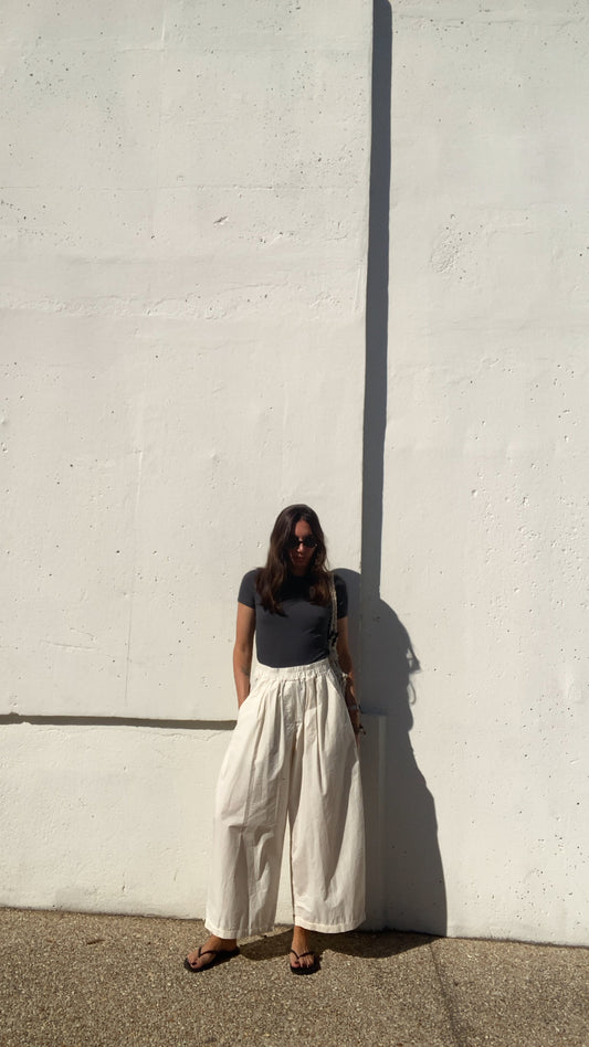 Pantalon loose popeline écru