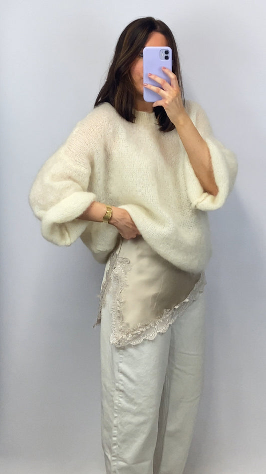 Pull oversize Kid Mohair Noémie écru
