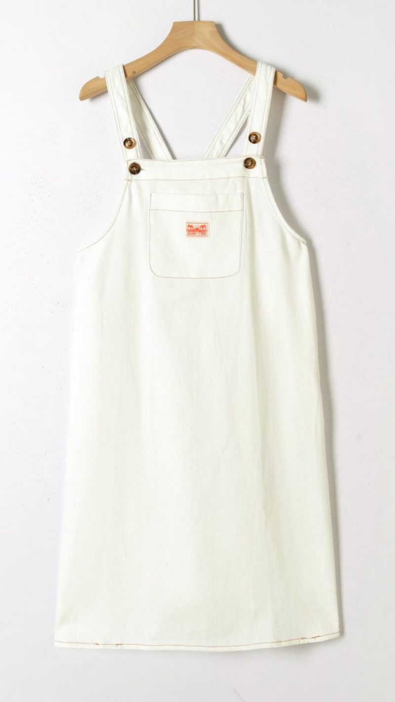 Robe salopette Soléa en jean blanc