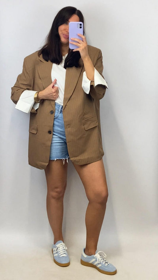 Blazer oversize revers camel - clap apparel