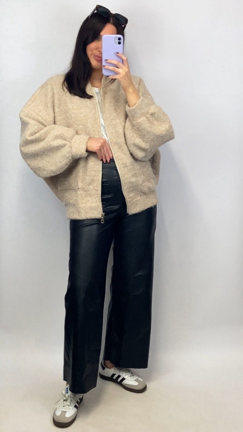 Bomber en laine bouillie beige - Clap Apparel