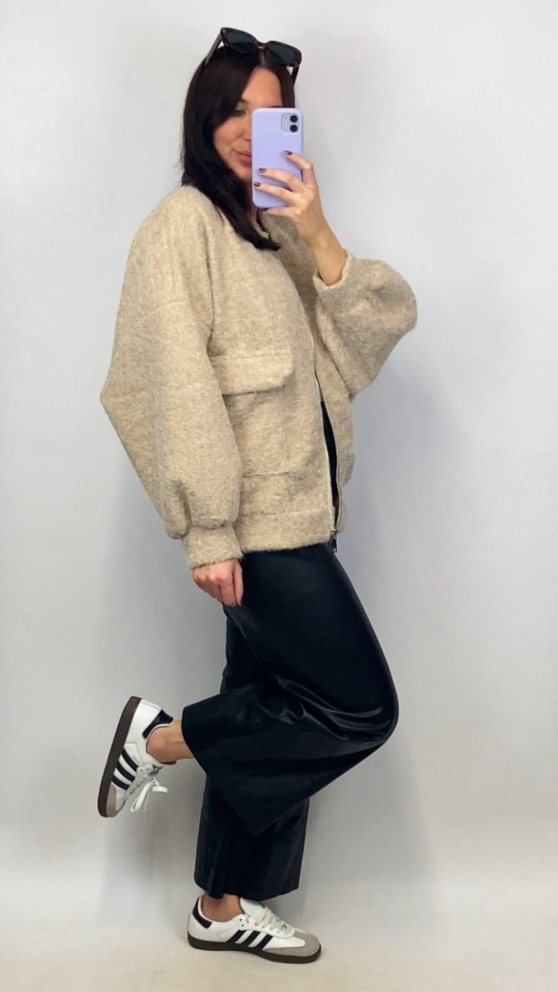 Bomber en laine bouillie beige - Clap Apparel