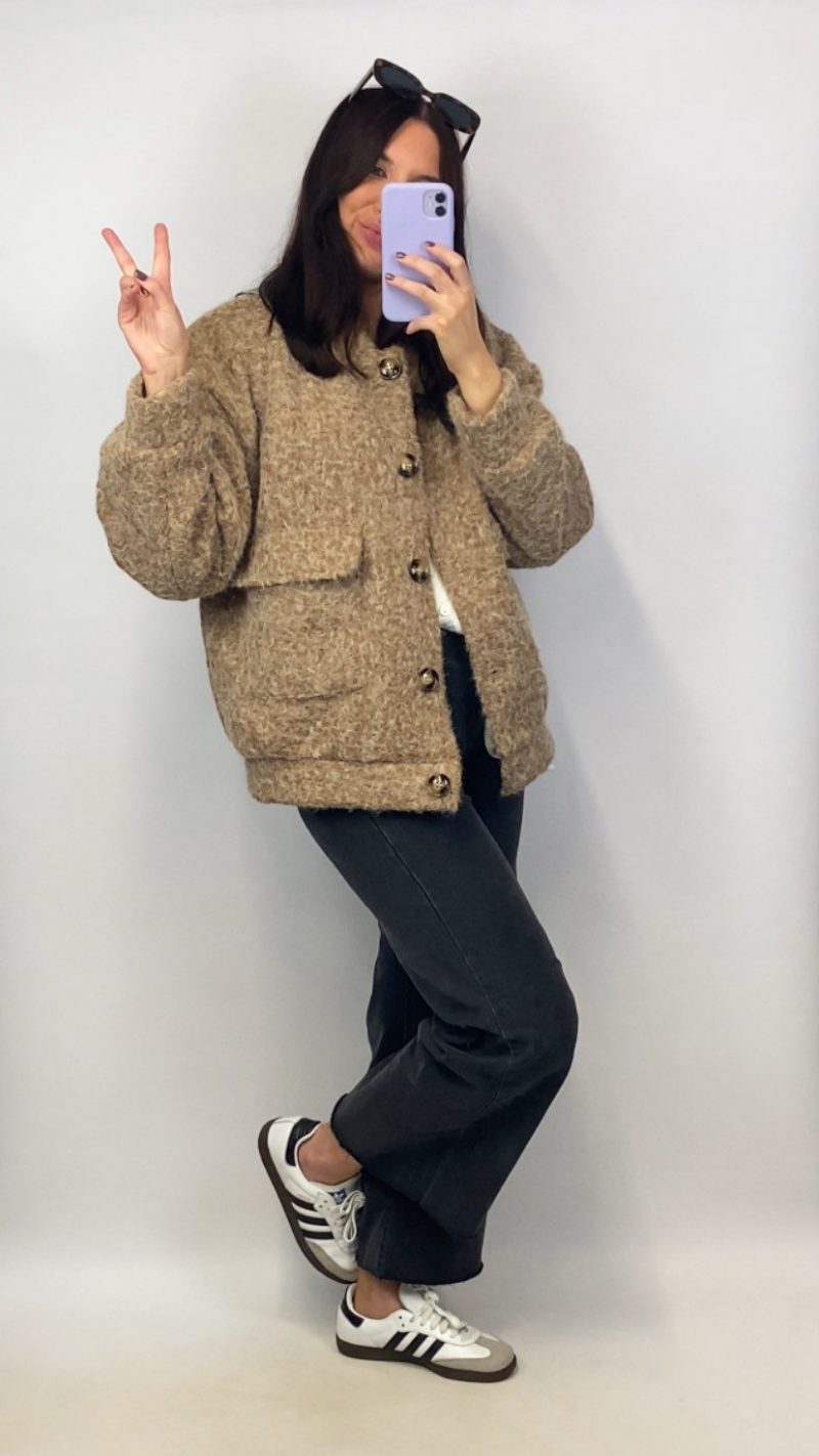 Bomber en laine bouillie camel - Clap Apparel