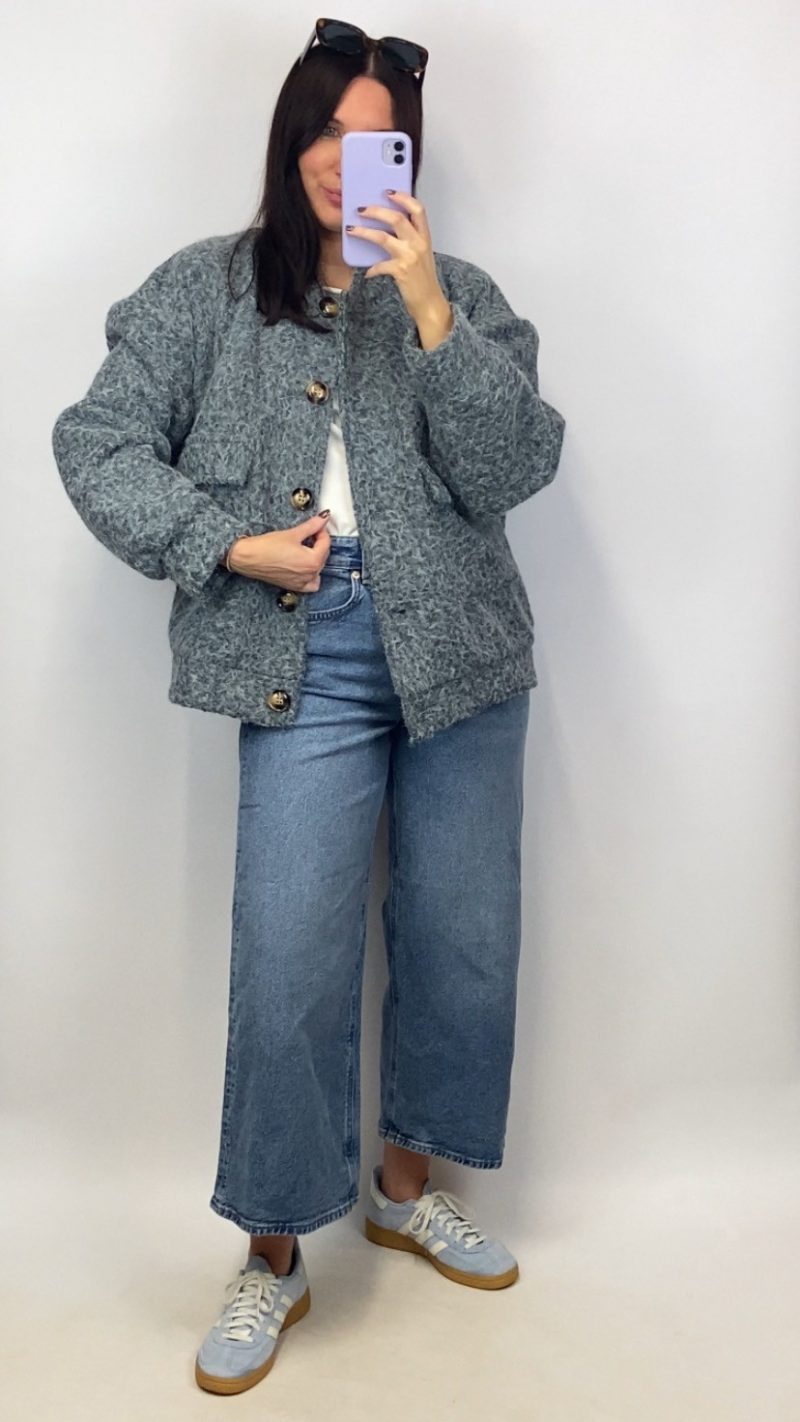 Bomber en laine bouillie gris - Clap Apparel