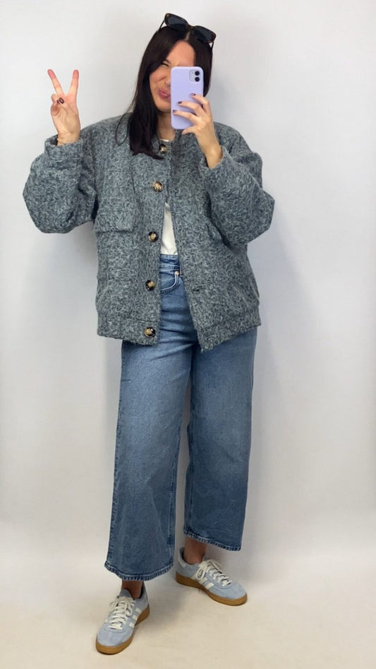 Bomber en laine bouillie gris - Clap Apparel