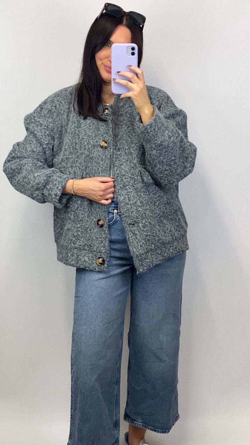 Bomber en laine bouillie gris - Clap Apparel