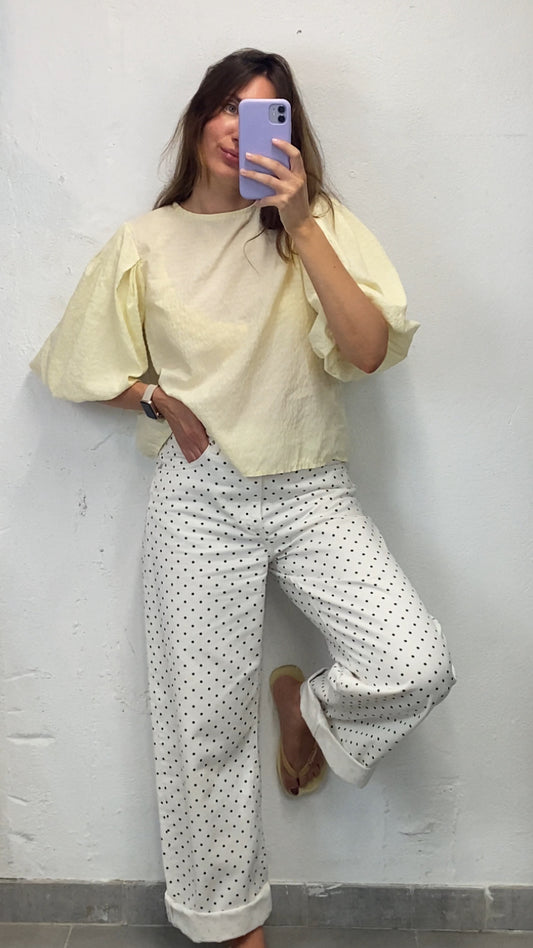 Blouse manches ballons jaune