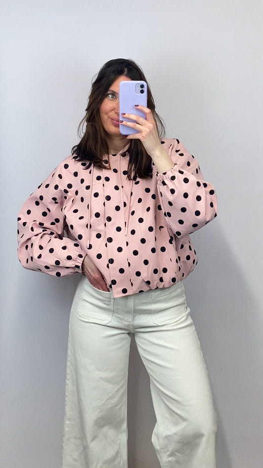 Veste légère à pois rose