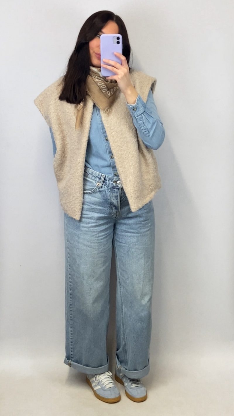 Gilet sans manches beige effet laine bouillie - clap apparel