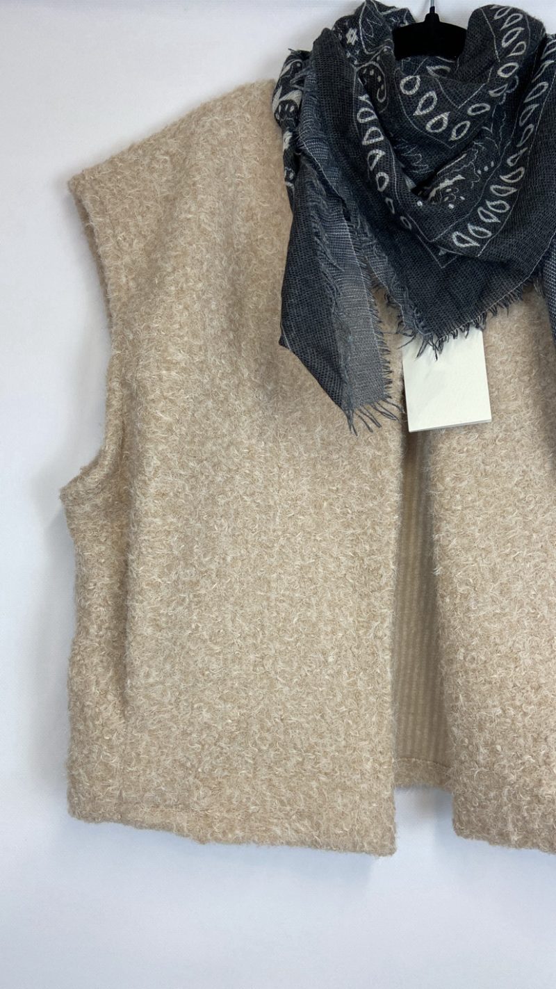 Gilet sans manches beige effet laine bouillie - clap apparel