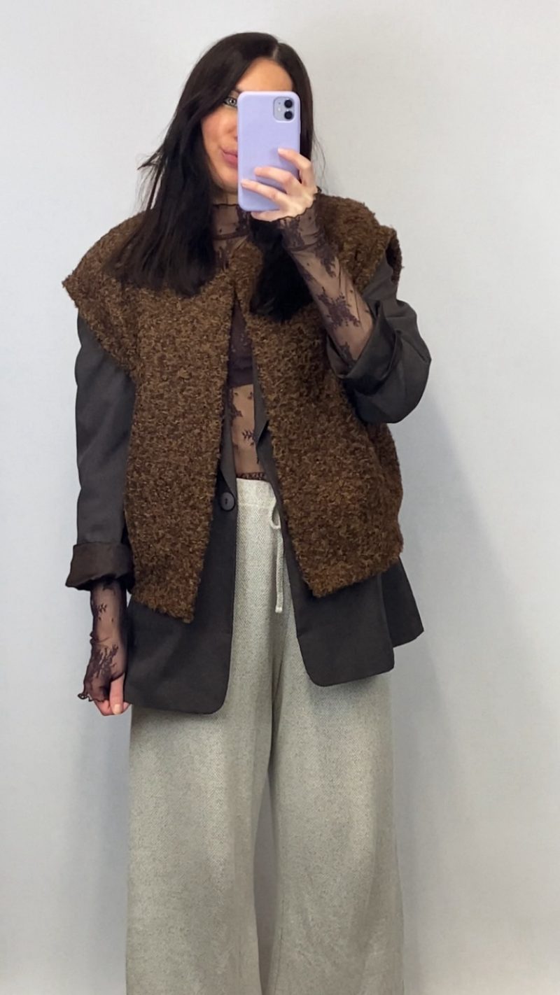 Gilet sans manches marron effet laine bouillie - clap apparel