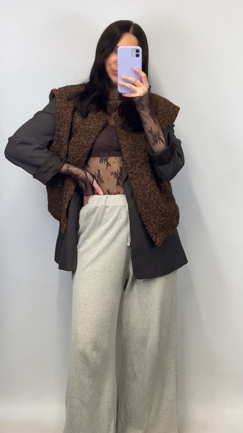 Gilet sans manches marron effet laine bouillie - clap apparel