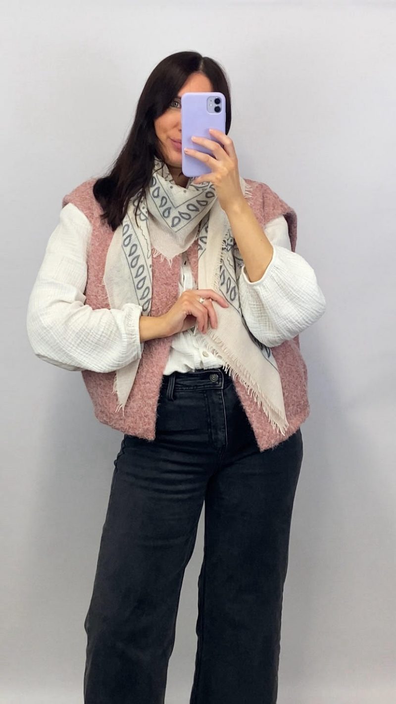 Gilet sans manches rose effet laine bouillie - clap apparel