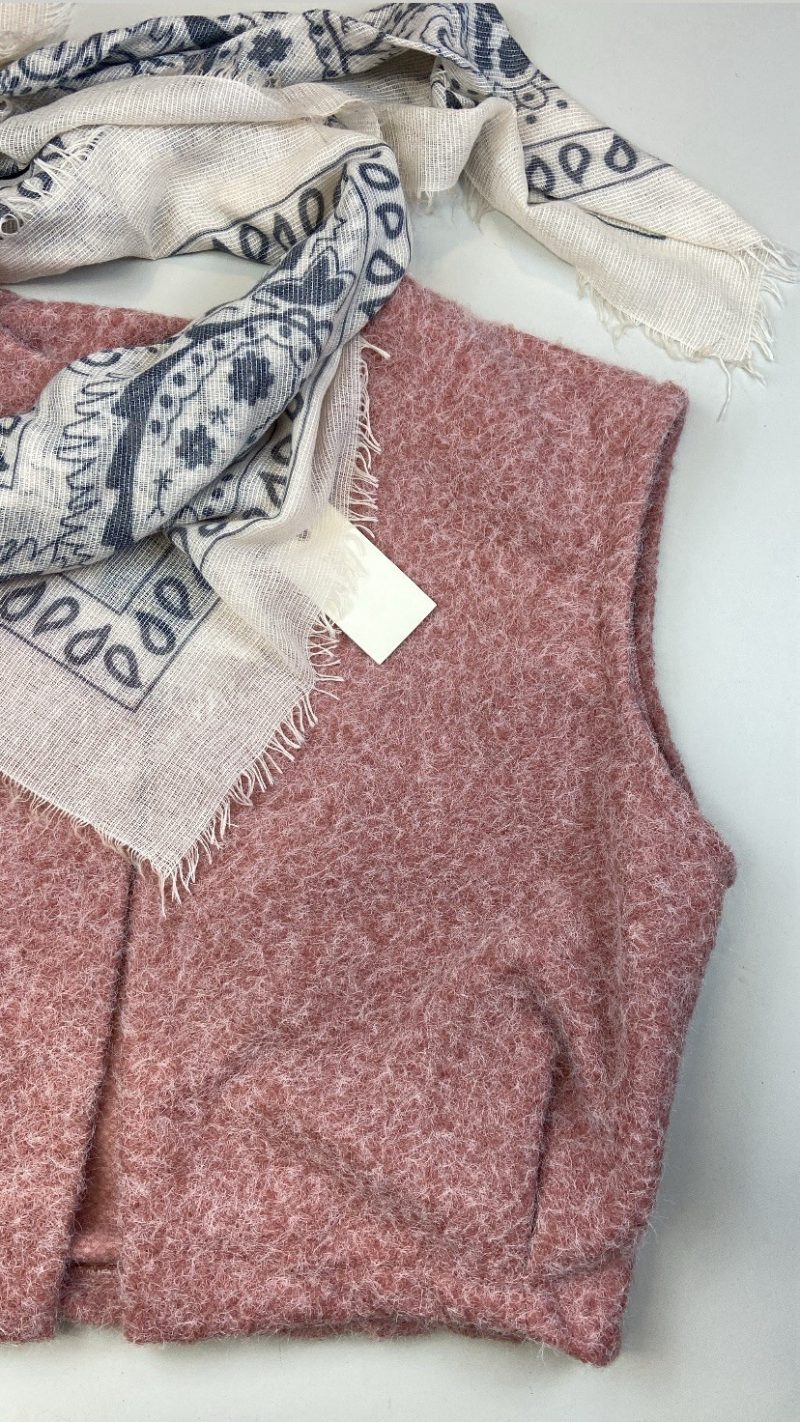 Gilet sans manches rose effet laine bouillie - clap apparel