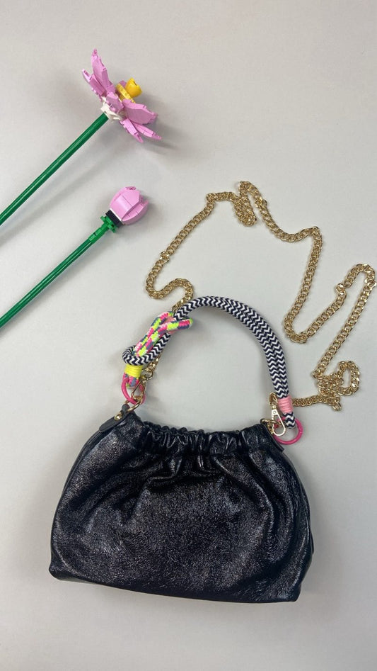 Sac Paloma cuir irisé noir – small