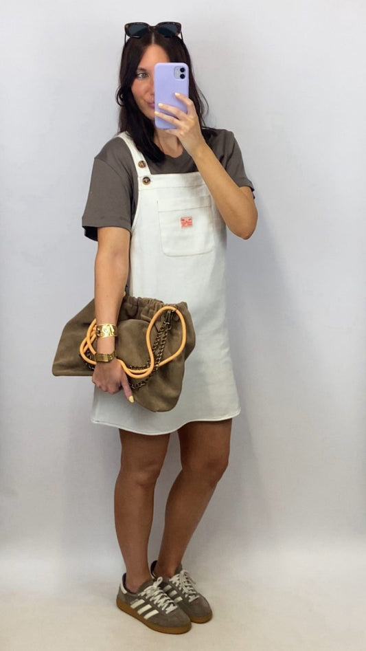 Robe salopette Soléa en jean blanc