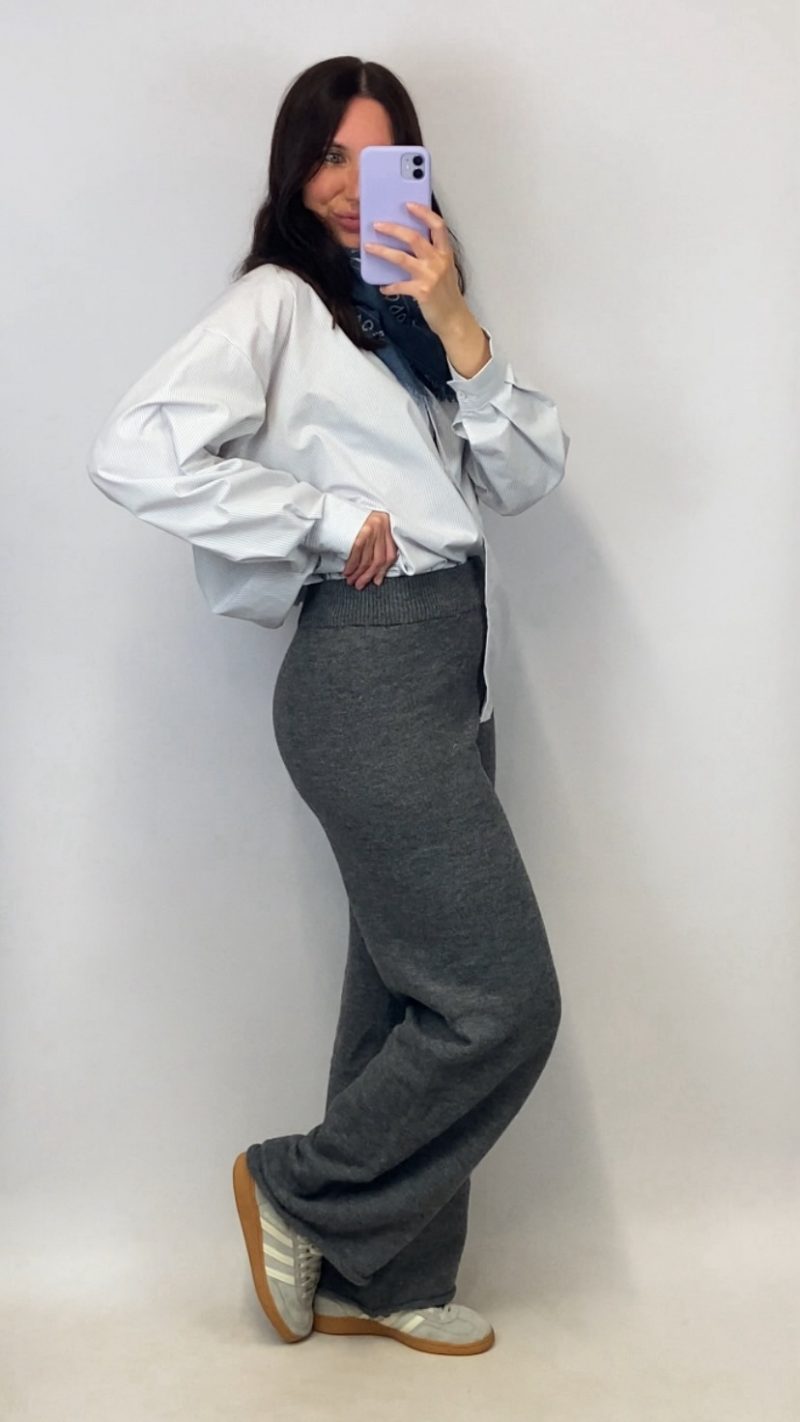 Pantalon April gris en maille