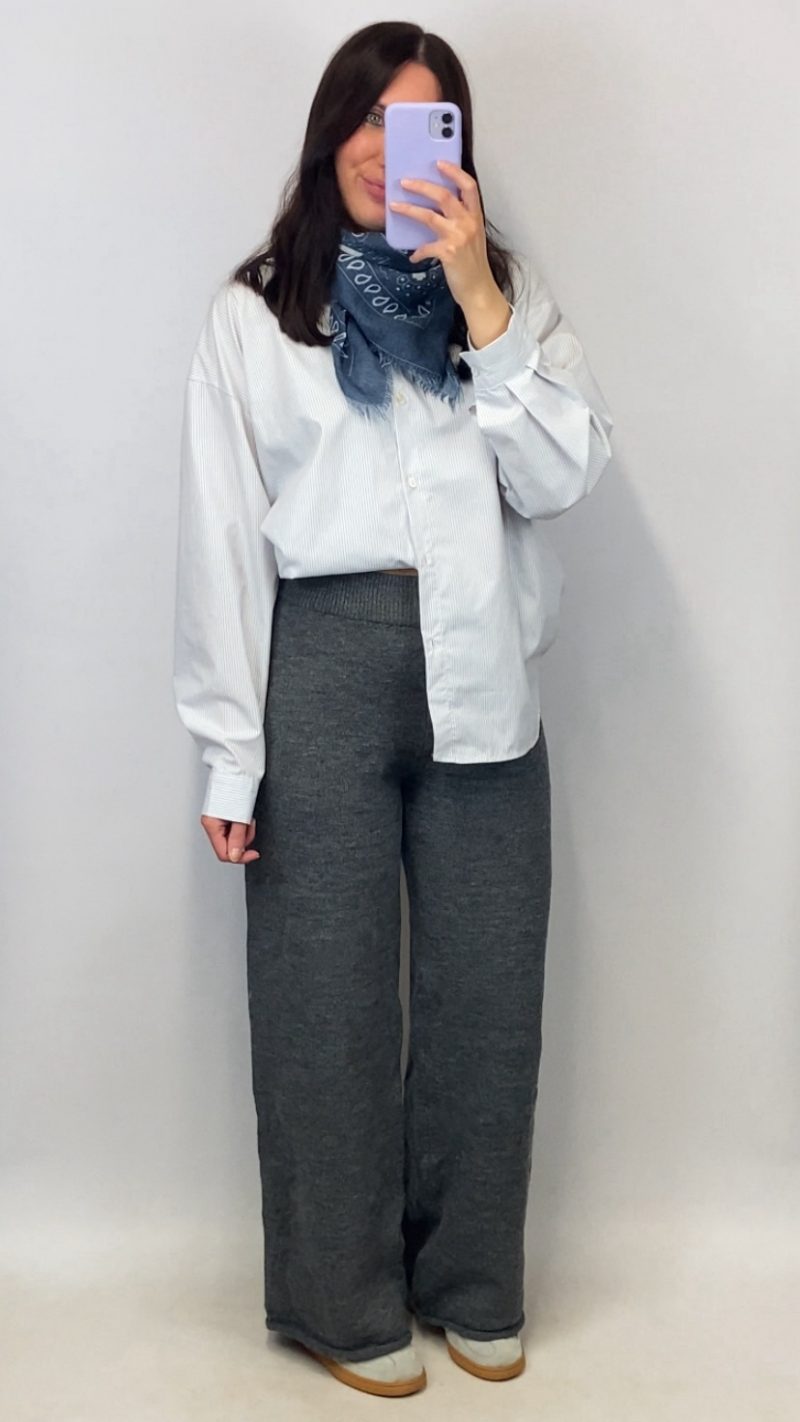 Pantalon April gris en maille