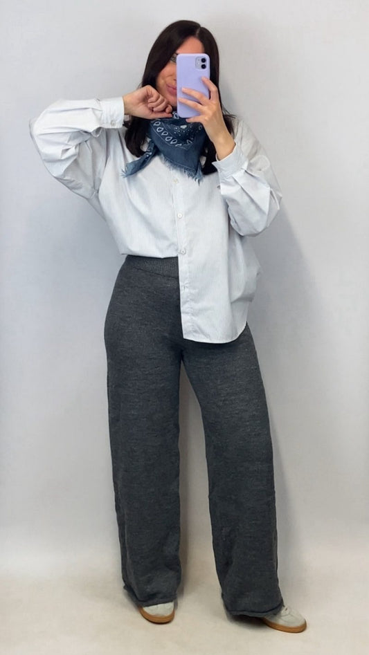 Pantalon April gris en maille