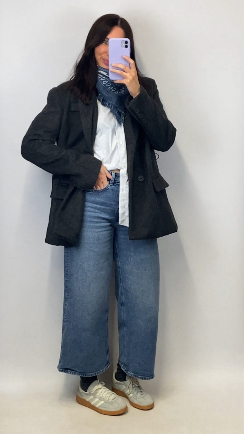 Manteau blazer Zoé gris en laine melangée