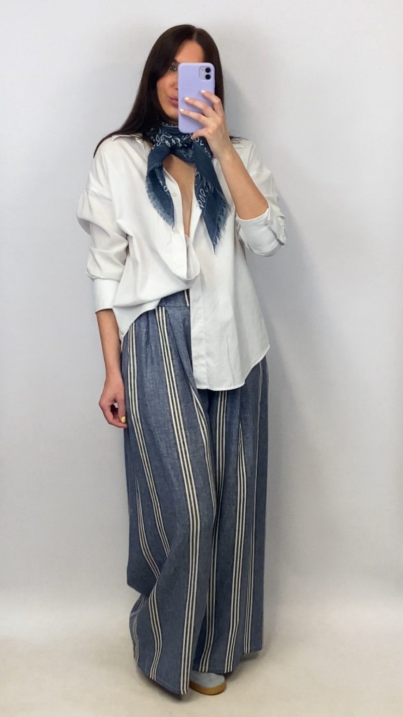 Pantalon rayé Auguste bleu