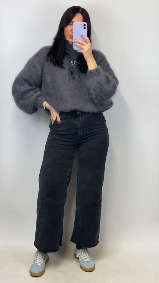 Pull Eddy kid mohair gris