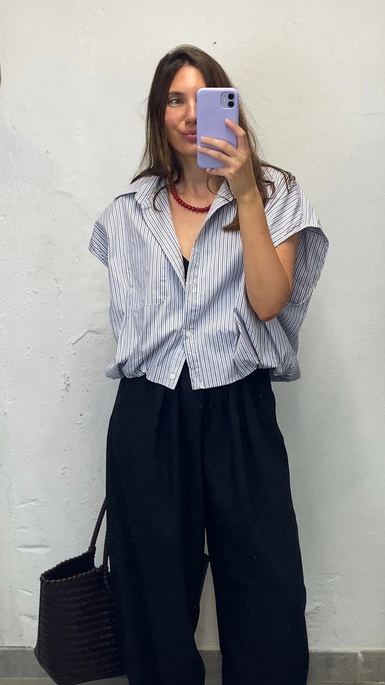 Chemise oversize sans manches rayée