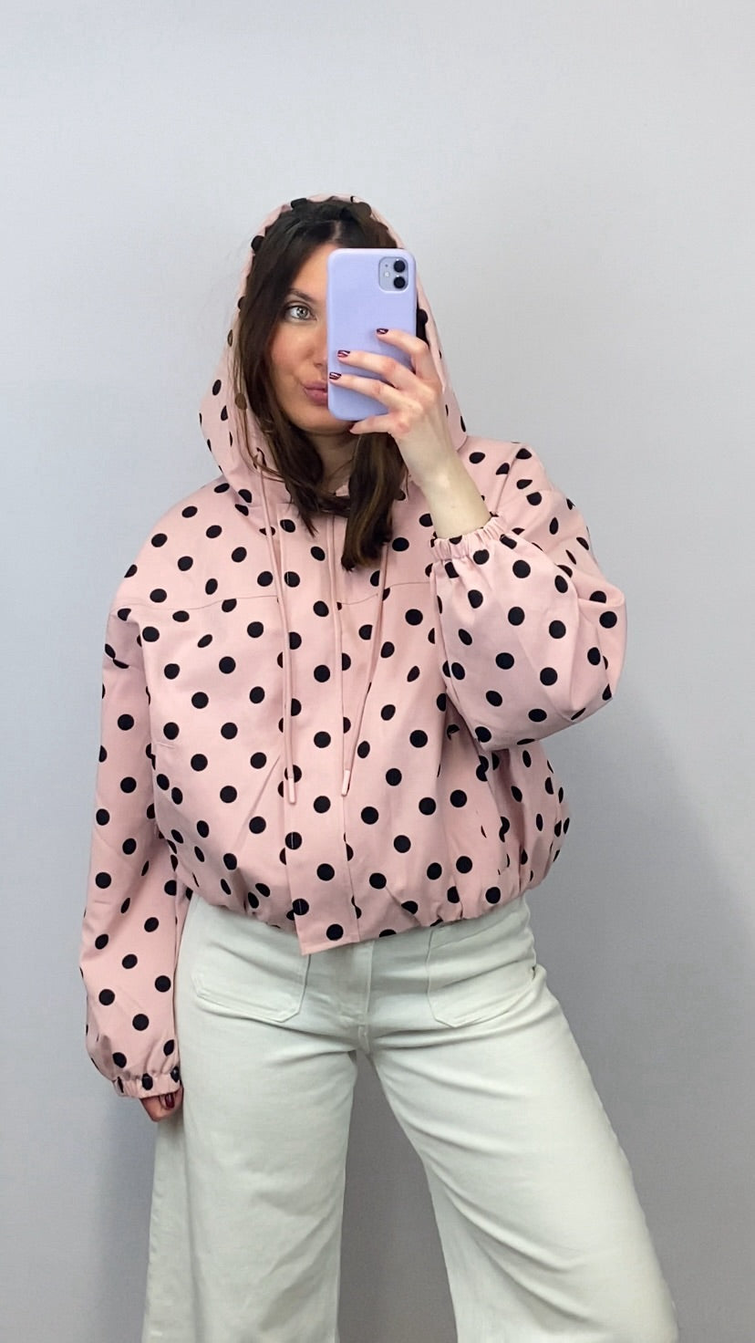 Veste légère à pois rose