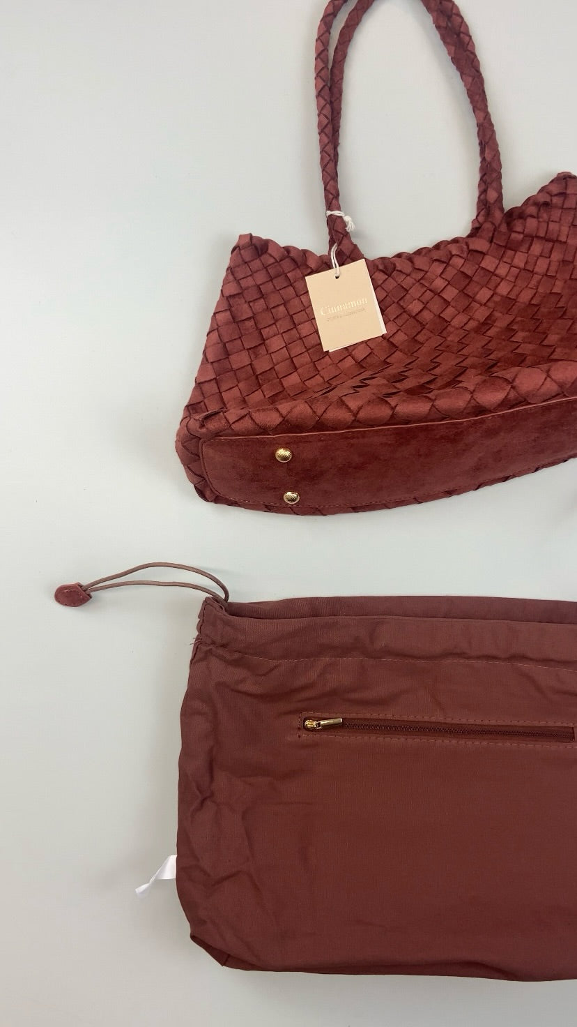 Sac tressé brique terracotta