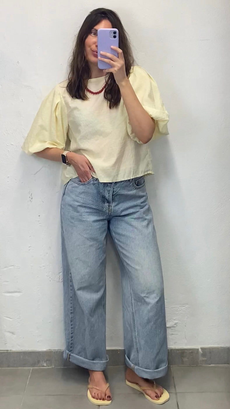 Blouse manches ballons jaune