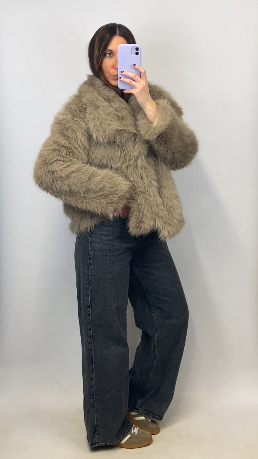 Veste Hanaé faux fur taupe