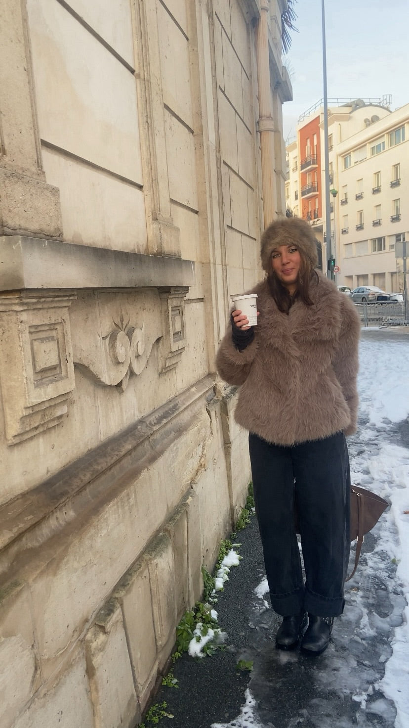 Veste Hanaé faux fur taupe
