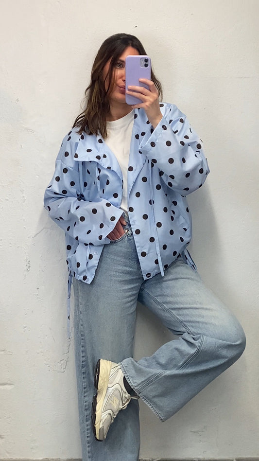 Veste légère /Coupe-vent à pois bleu ciel