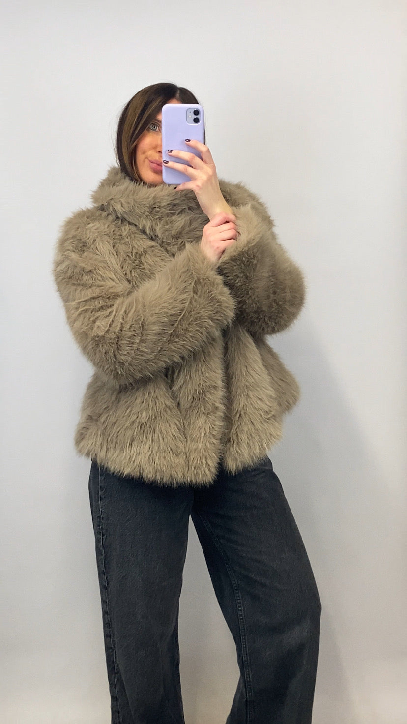Veste Hanaé faux fur taupe