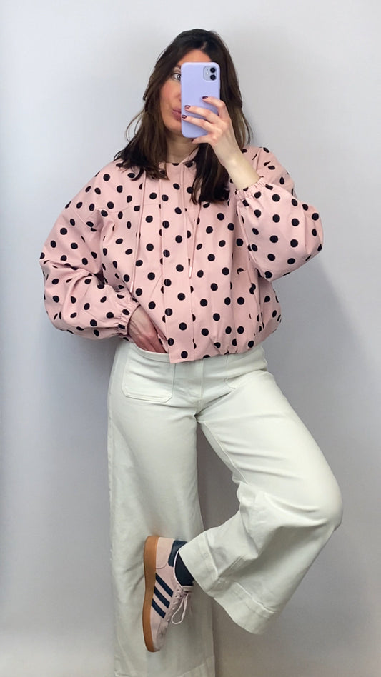 Veste légère à pois rose