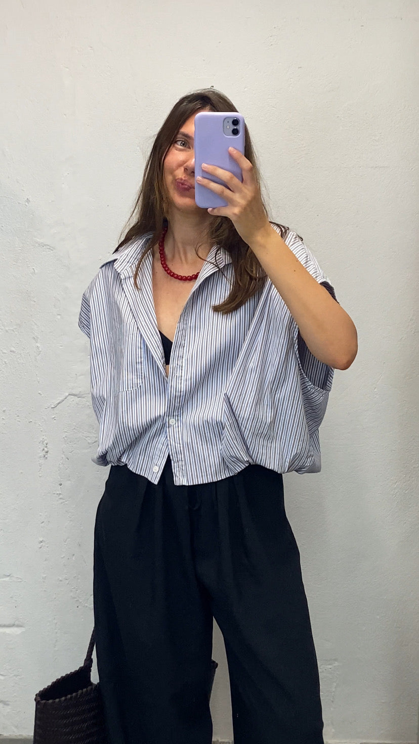 Chemise oversize sans manches rayée