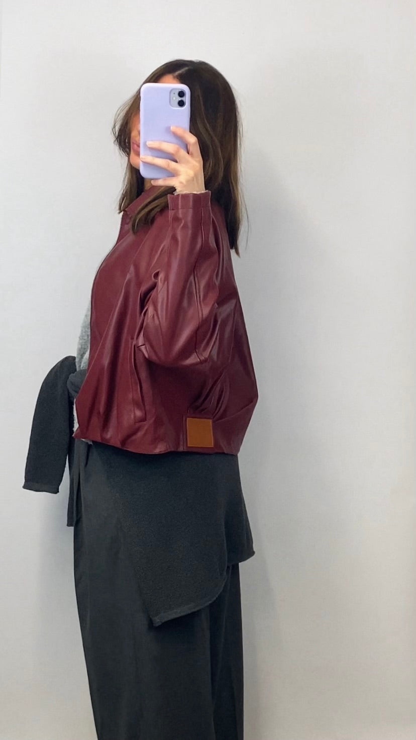 Veste Kai simili cuir bordeaux