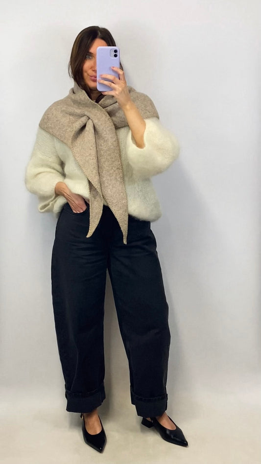 Écharpe triangle Sybille taupe