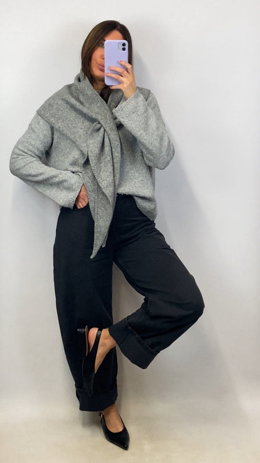 Écharpe triangle Sybille grise