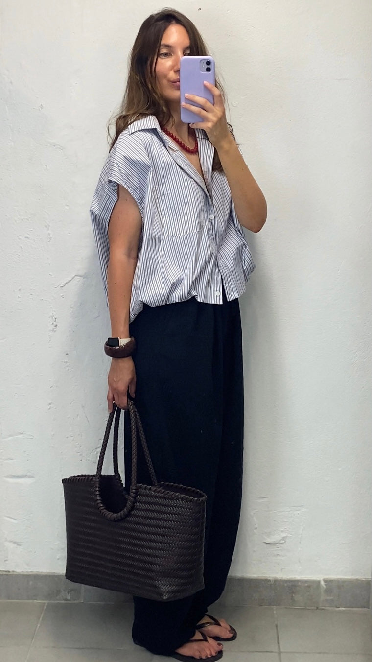 Chemise oversize sans manches rayée