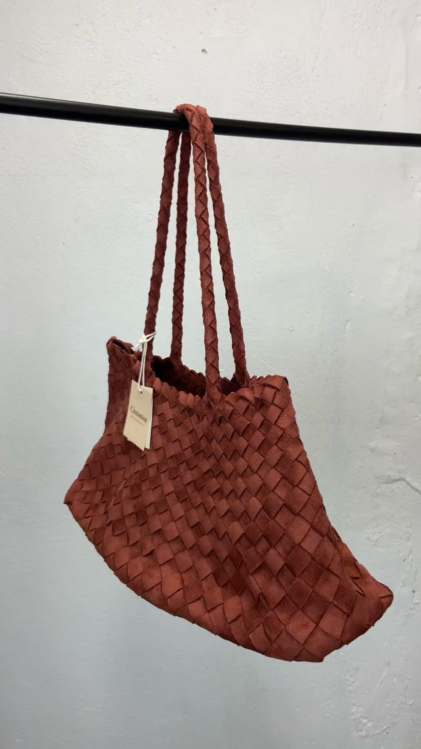 Sac tressé brique terracotta