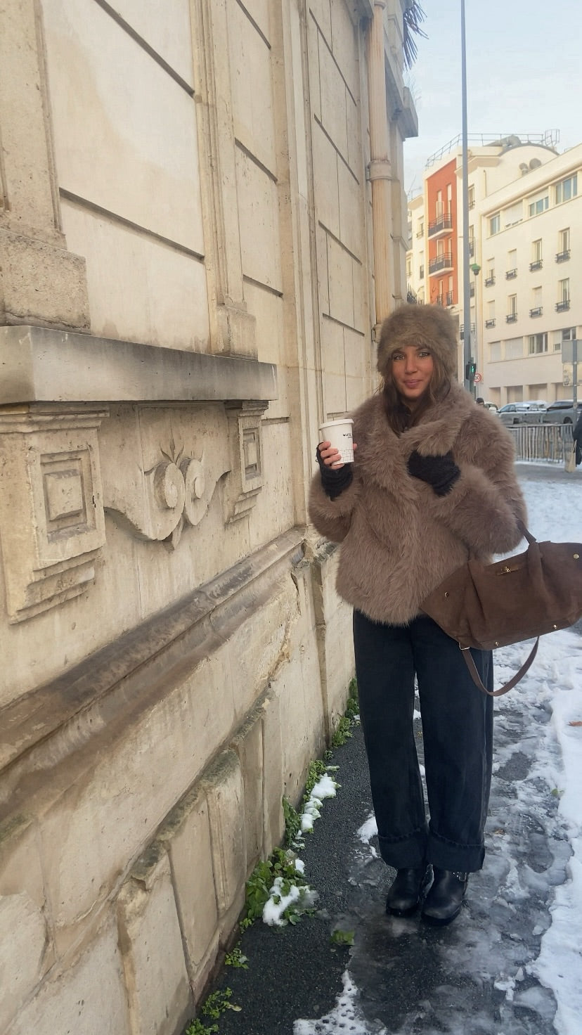 Veste Hanaé faux fur taupe