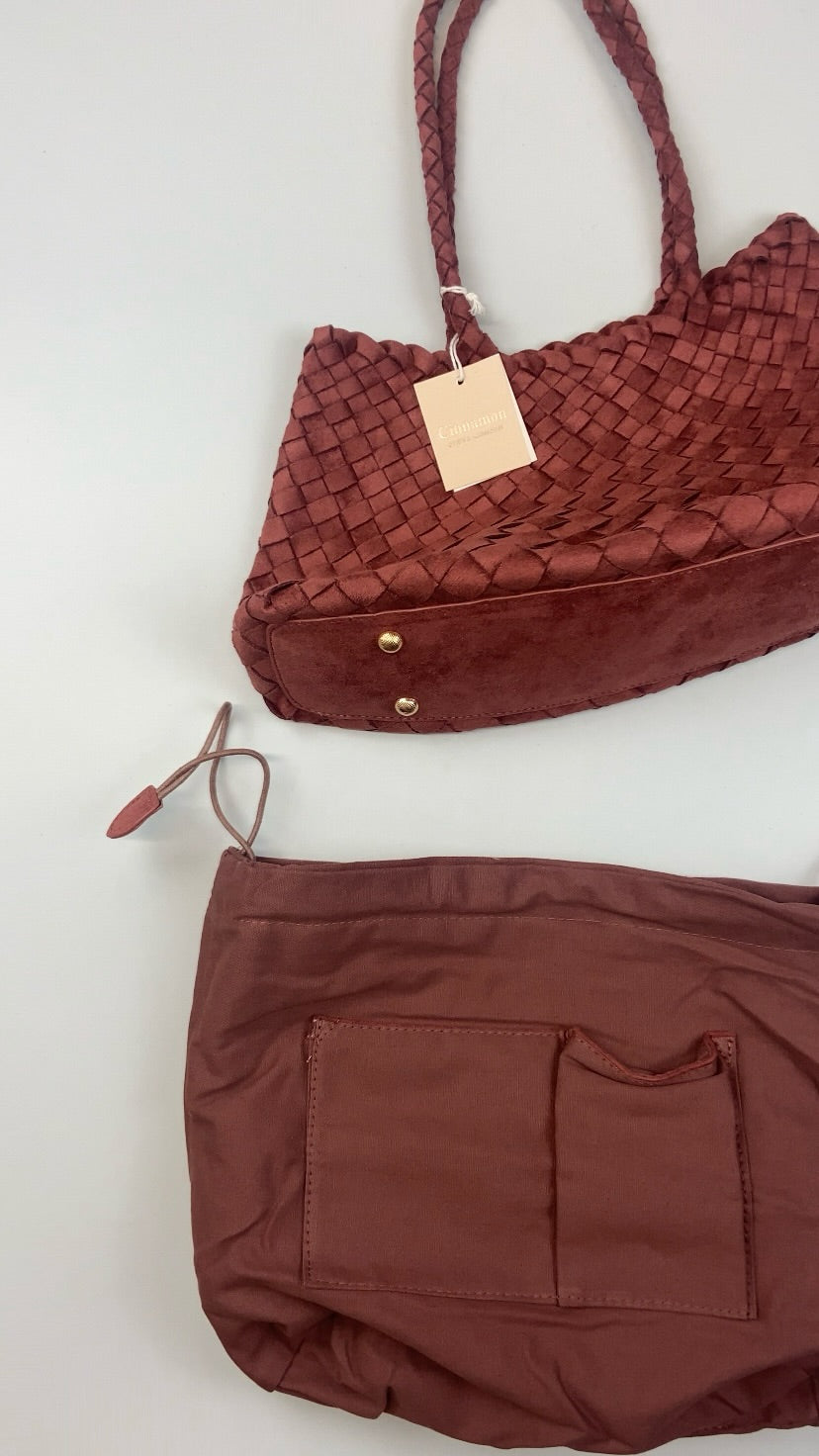 Sac tressé brique terracotta