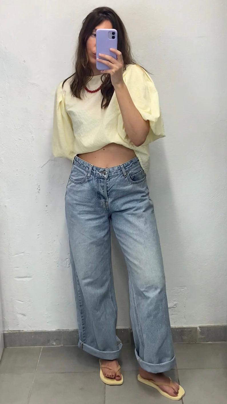 Blouse manches ballons jaune
