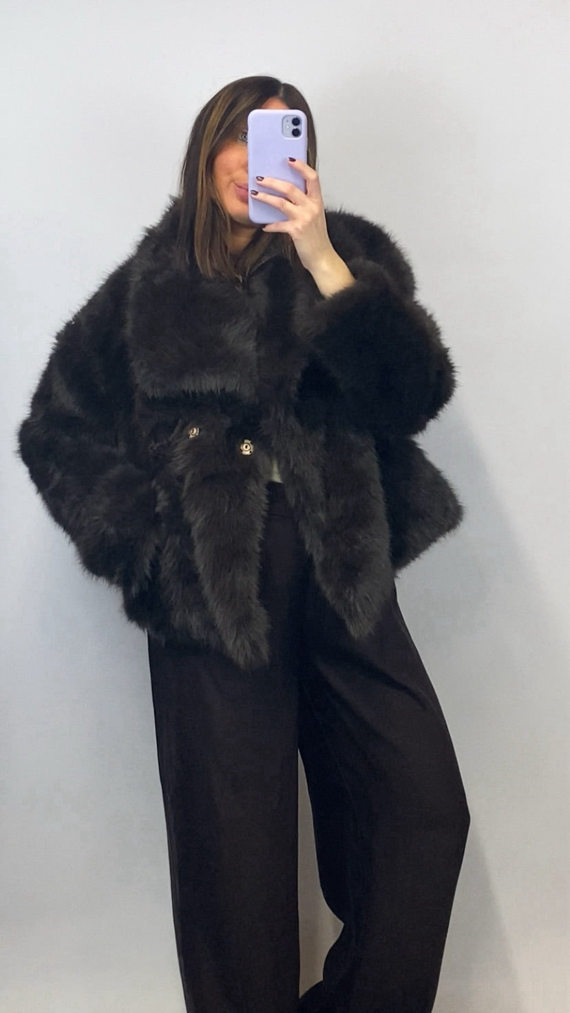 Veste Hanaé faux fur marron